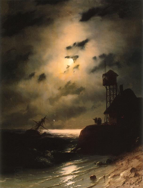 Ivan Aivazovsky Moonlit Seascape With Shipwreck China oil painting art